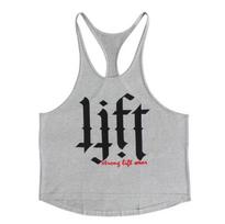 Bodybuilding Tank Top Gym Stringer Workout Racer-Back Vest Fitness Shirt M pilka spalva