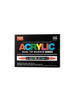 Dual Tip Acrylic Paint Markers - 36 Colors Soft & Hard Brush Pens, Permanent Art Markers for Adult Coloring Books, Sketching, Dr