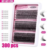 Thick Individual Eyelashes Kit 100D Lash Clusters Easy Apply DIY Eyelash Extension Kit  Women SET-235