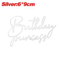 Gold Silver Acrylic Cake Toppers Decorations Happy Birthday Queen Princess for Girls Birthday Party Dessert Letter Decoration 1PC