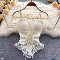 Lace small sling vest, waist slim-fitting foreign-style bottomed top, pure design can be worn outside tube top One size fits all (suitable for 37.5-60kg )