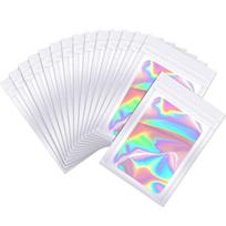 100 Pc Smell Proof Mylar Bags Resealable Odor Proof Bags Holographic Packaging Pouch Bag With Clear Window For Food 7x10cm juoda