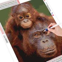 Viso kvadratinio deimantinio siuvinėjimo gyvūno orangutano paveikslas 5D „pasidaryk pats“ deimantiniai paveikslai beždžionė 20*30 cm black