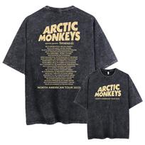 Retro roko Arctic Monkeys muzikos albumas Grafinis marškinėliai Vyriški vintažiniai skalbti negabaritiniai marškinėliai trumpomis rankovėmis Y2k hiphopo gatvės apranga S