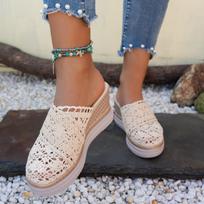 Madingi Nėriniai Vasariniai Aukštakulniai Šiaudiniai Espadrilės Sandalai Moteriški Platforminiai Šlepetės Mules Šlepetės Pleištai Batai Patogūs Basutės Moterims 36