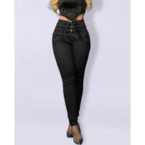 New straps, slim-fitting small-footed jeans, women's high-waisted and thin hip-lifting trousers S juoda