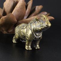 Mini žalvarinė raganosio skulptūrėlė Zen stiliaus stalo dekoras Automobilio ornamentas Mikro peizažas Zen sodas Dovana Raktų pakabuko priedai Brass