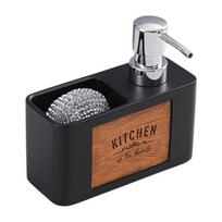 Kitchen Soap Dispenser Set with Sponge Caddys 2in1 Kitchen Soap Dispenser Set for Kitchen Sink,Bathroom Kitchen Gadgets juoda
