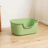 Litter Box, Open Top Cat Sandbox for Cats, Durable Bed Pan Cats with High, Box pilka spalva