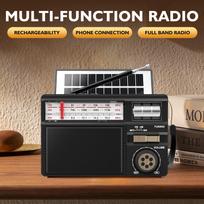 Retro  Portable Full Band Radio Receiver Solar Bluetooth 5.2 Speaker Music Player Support TF USB juoda