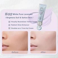 Flower Knows Shell's Jewel Radiance Primer Brightening Long Lasting Makeup Base Hydrating Non Cakey Vegan Cruelty Free 02 White-Purple