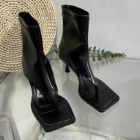 Stiletto Clip-in Herringbone Toe Square Toe Sandals Women's High Heel Cold Boots All-match Booties Summer 34 juoda