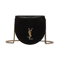 Saint Laurent Ysl Le K Baby Gold Logo Smooth Leather Horseshoe Coin Purse Chain Shoulder Bag Women Bags Black Basic Set (Bag+Dust Bag)