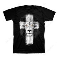 Lion Cross Christian Jesus Lion of Tribe Judah Cross Vintage T-Shirt S juoda
