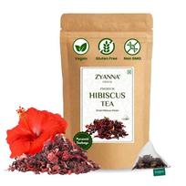 ZYANNA Hibisko arbata - 40 piramidės arbatos maišelių | Džiovinti hibisko žiedlapiai | Žolelių arbata be kofeino, su rūgščiu ir gaiviu skoniu | Virkite karštą arba šaltą