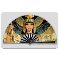 13 colių Egipto Kleopatros sulankstomas vėduoklis - Plastikiniai šonkauliai, didelis rankinis vėduoklis Cosplay, Senovės Egipto vakarėlių dekoravimui ir vasaros vėsinimui juoda