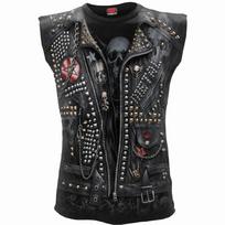 SPIRALINIS GOTH METAL VISUR Rankovių neturintis Viršus/Biker/Tatuiruotė/Roko/Metalo/<wbr/>Kaukolė/Marškinėliai Unisex Marškinėlis XXXXL