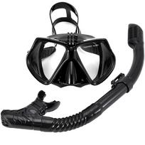 Snorkel Set Diving Mask For GoPro Underwater Sports Camera Anti-Fog Professional Swimming Goggles Dry Snorkeling Tube For Adults black