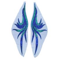 Fashion 14x50cm Sequined Embroidery Patches Royal Blue Gold Embroidered Floral Patches Clothing Applique Clothing karališkos mėlynos spalvos
