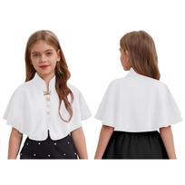 Elegantiškas moteriškas skara-apsiaustas - Išskirtinis sagės imitacijos apykaklės atviras bolero vakariniams suknelėms 3-6Months balta