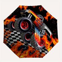 1pc Monster Truck, Flames Themed High-quality Umbrella,Automatic Opening and Closing Umbrella,Multi-functional Umbrella G0811261