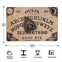 Metalinio sienos meno plakatas, Ouija lenta, Vintažiniai, mistiniai simboliai barui black