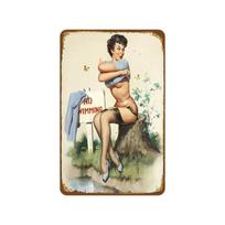 8 *12  Vintage Sexy Girl Metal Signs Retro Garage Art Decor Wall Plaque Plates Posters Bar Club Pub Customize Home Decoration 20x30cm