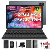 TABWEE T20 Android 16 24GB RAM 256GB ROM Tablet 10 colių 1280x 800 FHD FHD ekranas Aštuonių branduolių T606 PC planšetė su klaviatūra with 1*AIRBUDS15-BLACK pilka