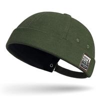 Kepurė be kraštelio Docker kepuraitė Retro medvilninė kepurė be kraštelio Reguliuojama su atlenktu krašteliu Kepurės be kraštelio vyrams Adjustable tamsiai žalia spalva