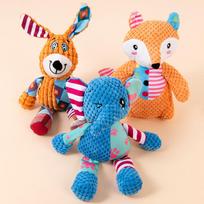 Plush Puppy Toy - Fox & Elephant Sounding for Small Dogs Wavy Fish Toy Yellow