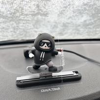 Panda Riedlentė Automobilio Prietaisų Skydelio Dekoracija PVC Figūrėlė Automobilio Salono Ornamentas juoda