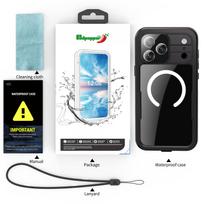Shellbox IP68 Magnetinis Vandeniui Atsparus Telefono dėklas Plaukimui & Nardymui - Suderinamas su IPhone 17/17AIR/17Pro/17Promax iPhone17 juoda