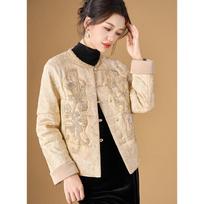 New Chinese Style Beaded Padded Jacket 2XL abrikosas