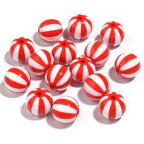 12mm 16mm 20mm Acrylic Round Beads Colored Striped Loose Spacer Beads For DIY Handmade Charm Bracelets Earrings Jewelry Making 20mm 10Pcs raudona
