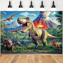 Volcano T-Rex Dinosaur Tapestry, Jurassic Jungle Landscape Wall Decor for Boys Room & Themed Birthday Party 47.2x31.5inch/120*80cm