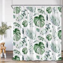 Mid-Century Abstract Shower Curtains Geometrics Leaves Palm Nordic Simple Bathroom Decorations Minimalist Polyester Bath Curtain W60H190(CM)-1 Pcs