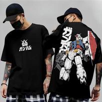 2026 New Japanese Anime Mobile Suit RX-78-2 Gundam Summer Short Sleeve Cotton Print T-shirts Men Women Y2k Parent-child Tee T... S įvairiaspalvis