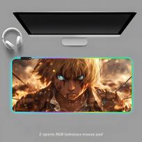 Levi Ackerman Mouse Pad RGB Gaming Mouse Pad Desk Mat HD Gamer Large LED Light XXL MousePads RGB600x300x3mm