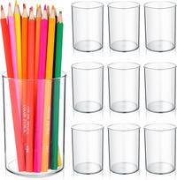 20pcs Clear Acrylic Pen Holder Makeup Brush Round Pencil Holder for Desk Pen Cups Desk Organizers and Storage Desktop Stationery