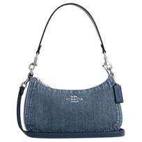 Coach Teri 25 Sidabrinė grandinėlė Logotipas raidėmis Audinio peties krepšys Vidutinio dydžio moteriškas peties krepšys Mėlynas CAK35-SVIN Basic Set (Bag+Dust Bag)