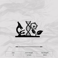 DNA Double Helix Metal Wall Art, Science Lab Beakers Tubes Molecular Model, Rust Resistant Iron Mural for Home Office Classroom, Biology Gift S/30cm/12inch
