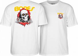 Powell Peralta BONES RIPPER Riedlentės Marškinėliai BALTI Unisex Marškinėliai M