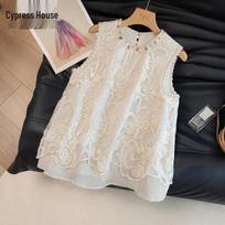 Elegant Lace Embroidered Vest L abrikosas
