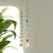 Crystal Sun Catchers Hanging Ornament Colorful Gazing Ball Spiral Tail Wind Spinners 25 CM Crystal Suncatcher Prism Home Decor