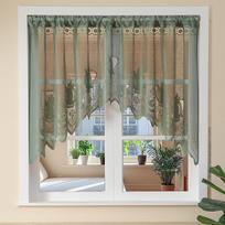 Prancūziškos nėriniuotos ažūrinės užuolaidos lankinės pertvaros užuolaidos trumpa užuolaida miegamajam pusiau užuolaidos dekoras 1 žalia