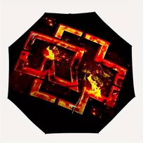 1pc Flame Cross Rammstein Themed High-quality Umbrella,Automatic Opening and Closing Umbrella,Multi-functional Umbrella G0811012