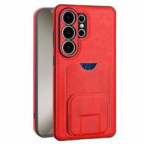 Vintage Leather Case for Samsung Galaxy S26 Ultra S25+ plus S24 S23 A15 A16 A54 A55 A56 With Card Holder Pocket Kickstand Galaxy S26 Ultra raudona
