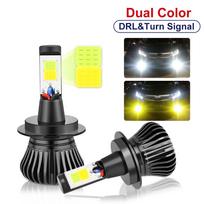 2 vnt LED automobilio žibintai H8 H9 H11 H7 HB3 HB4 9005 9006 H27 880 881 H3 H1 LED priekinių žibintų lemputė Dviejų spalvų automobilio rūko žibintas baltas geltonas H1