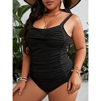 Moteriškas aukštu liemeniu seksualus maudymosi kostiumėlis Moteriškas didelio dydžio maudymosi kostiumėlis Paplūdimio pajūrio maudymosi kostiumėlis Bikinis 0XL juoda