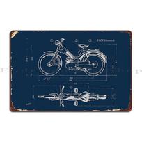 Vintage Motorcycle Blueprint Dkw Hummel 1958 Metal Plaque Poster Decoration Bar Bar Cinema Create Tin Sign Poster 20x30cm